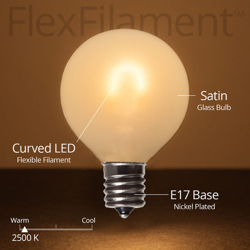 Wintergreen 76836 G50 Satin Glass Warm White FlexFilament TM Globe Light LED Edison Bulbs , E17