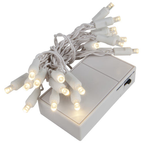 Wintergreen 19572 warm white battery operated 5mm led christmas lights, white wire - JACE Supply